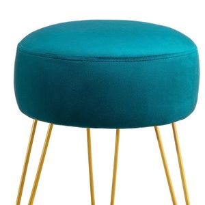 LUE BONA Vanity Stool Teal Stools for Makeup Room Round Ottoman Office Bedroom